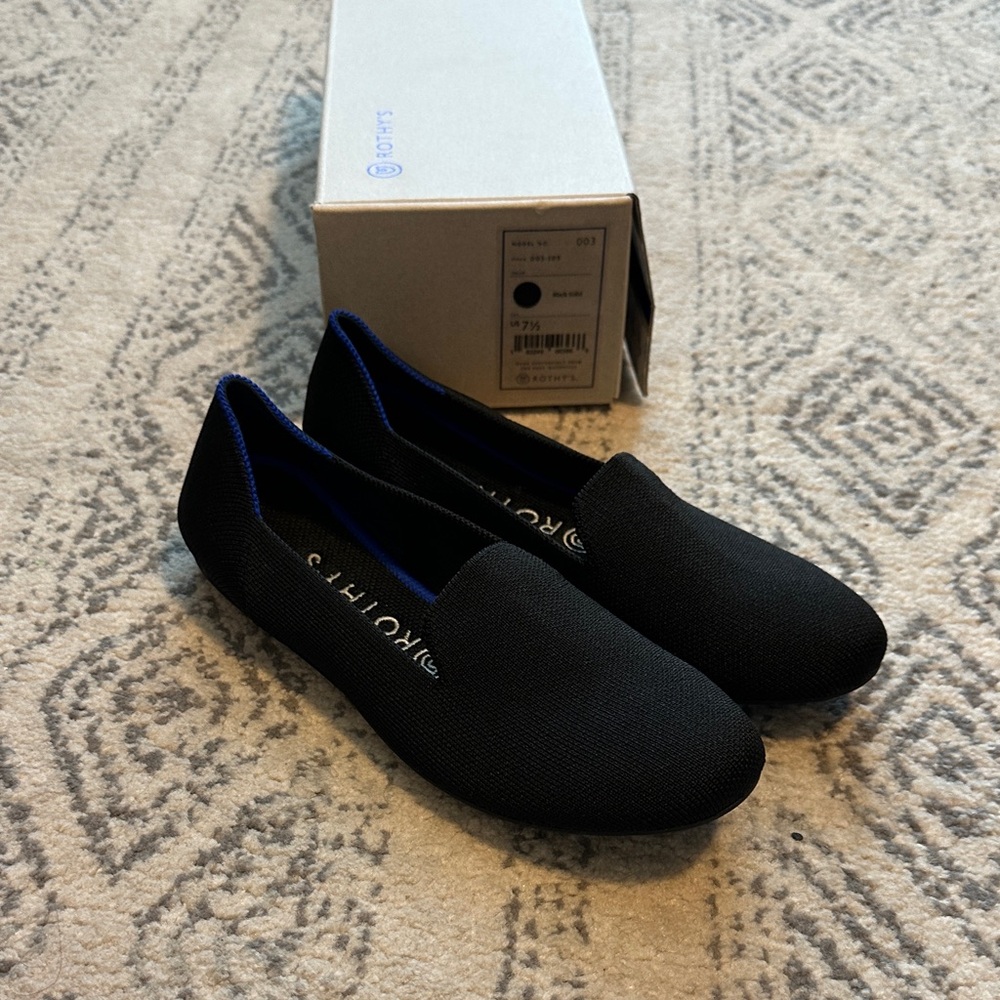 Rothy's Solid Black Slip-On Loafers Flats
